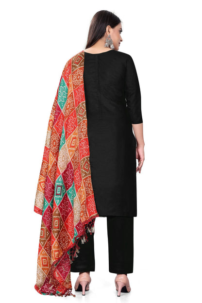 Black Colour Unstitched Cotton Pant Style Suit VSUS1160669