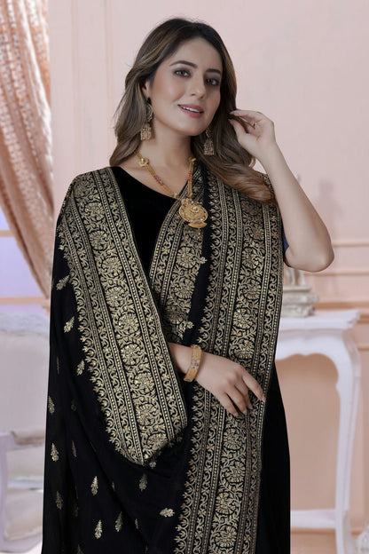 Black Colour Vichitra Silk Saree VSSD1090892