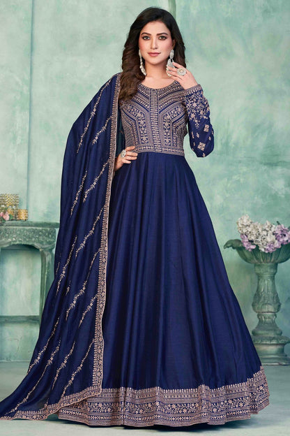 Blue Colour Art Silk Anarkali Suit VSSM1050719