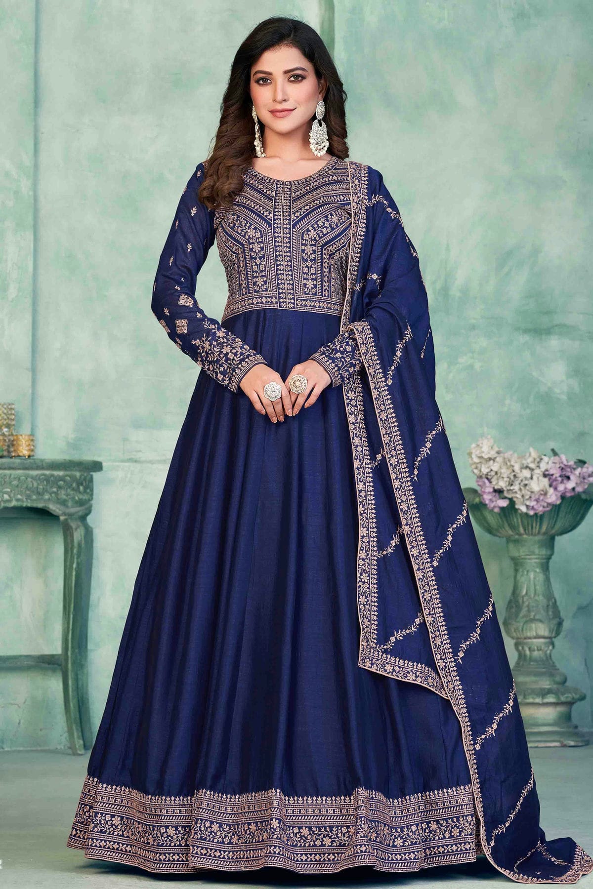 Blue Colour Art Silk Anarkali Suit VSSM1050719