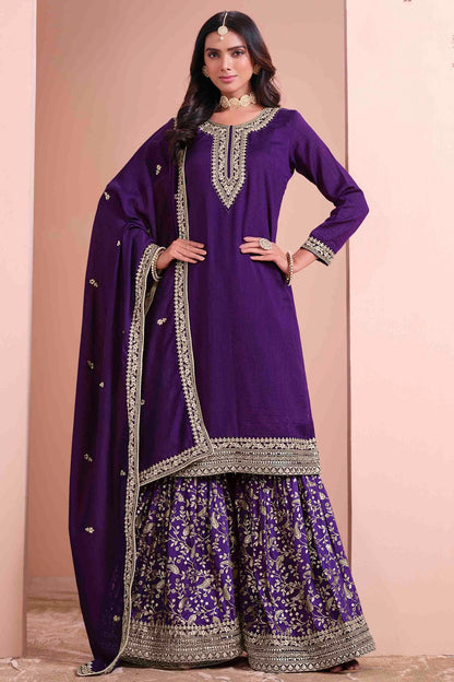 Blue Colour Art Silk Sharara Suit VSSM1050739