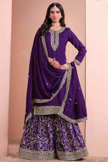 Blue Colour Art Silk Sharara Suit VSSM1050739