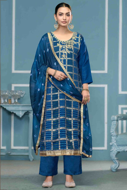 Blue Colour Banarasi Cotton Pant Style Suit VSSM1113254