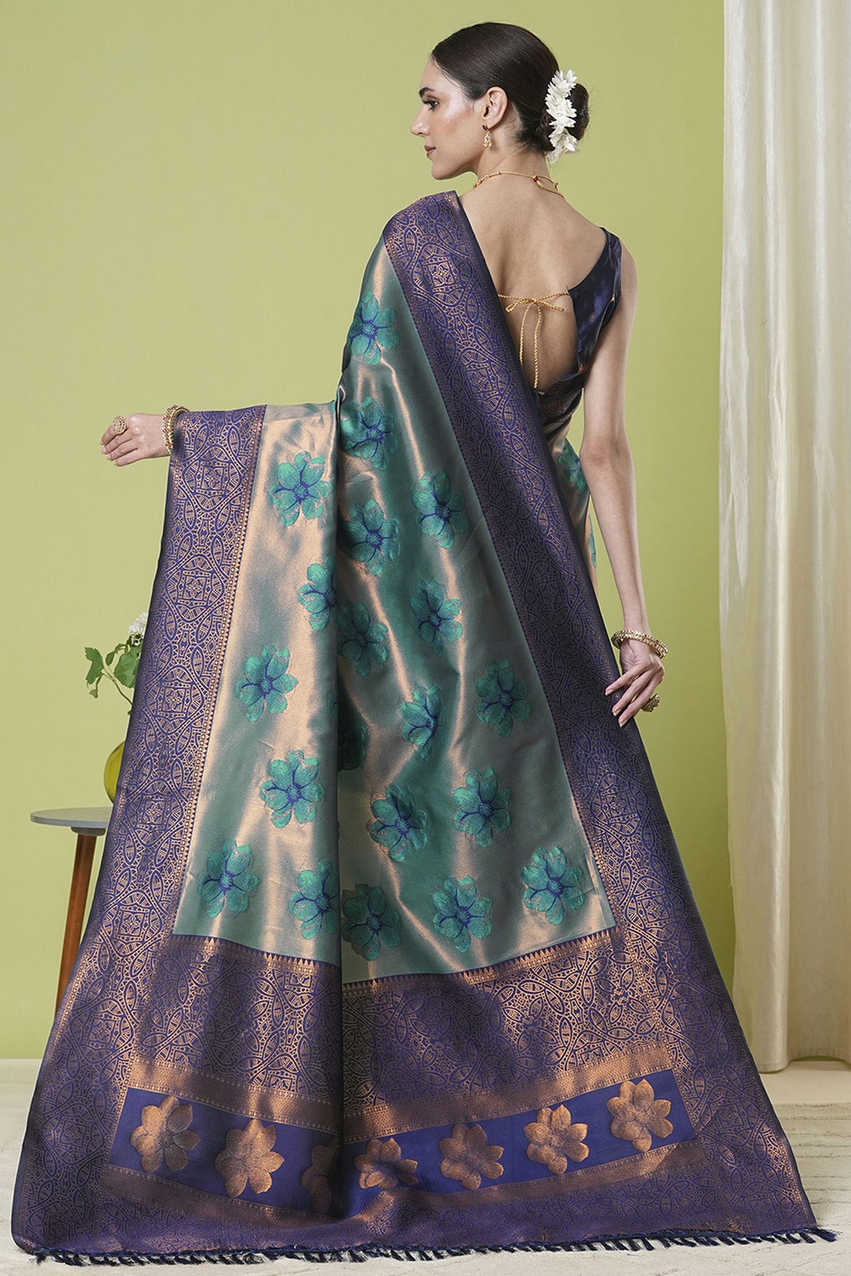 Blue Colour Banarasi Silk Traditional Saree