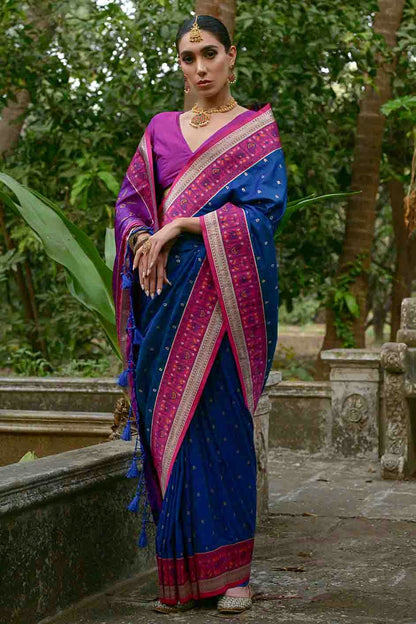 Blue Colour Banarasi Silk Traditional Saree