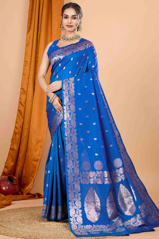 Blue Colour Banarasi Silk Woven Work Traditional Saree VSSD1113531
