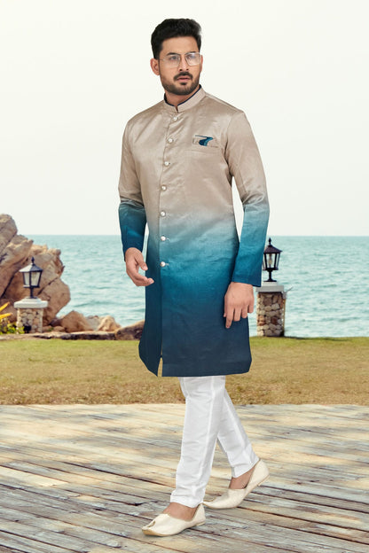 Blue Colour Champion Silk Indo Western Sherwani VSSH1040501