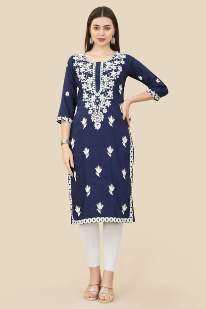 Blue Colour Chinon Silk Kurti