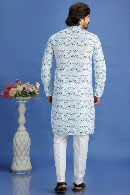 Blue Colour Cotton Pintex Work Kurta Pajama VSKP1230153
