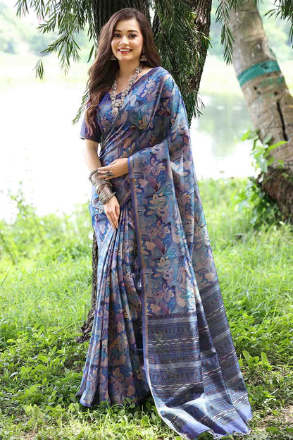 Blue Colour Cotton Silk Traditional Saree VSSD1260087