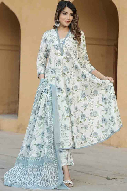 Blue Colour Cotton Slub Stitched Suit VSSS1113303