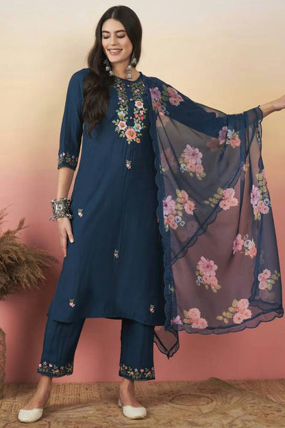Blue-Colour-Embroidery-Viscose-Chanderi-Stitched-Suit-VSSS1112472