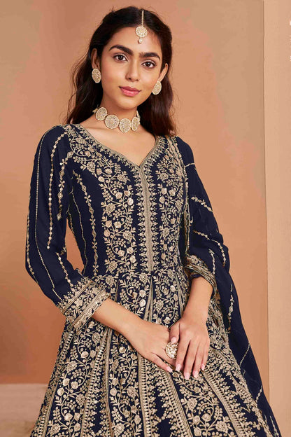 Blue Colour Faux Georgette Anarkali Suit VSSM1050737