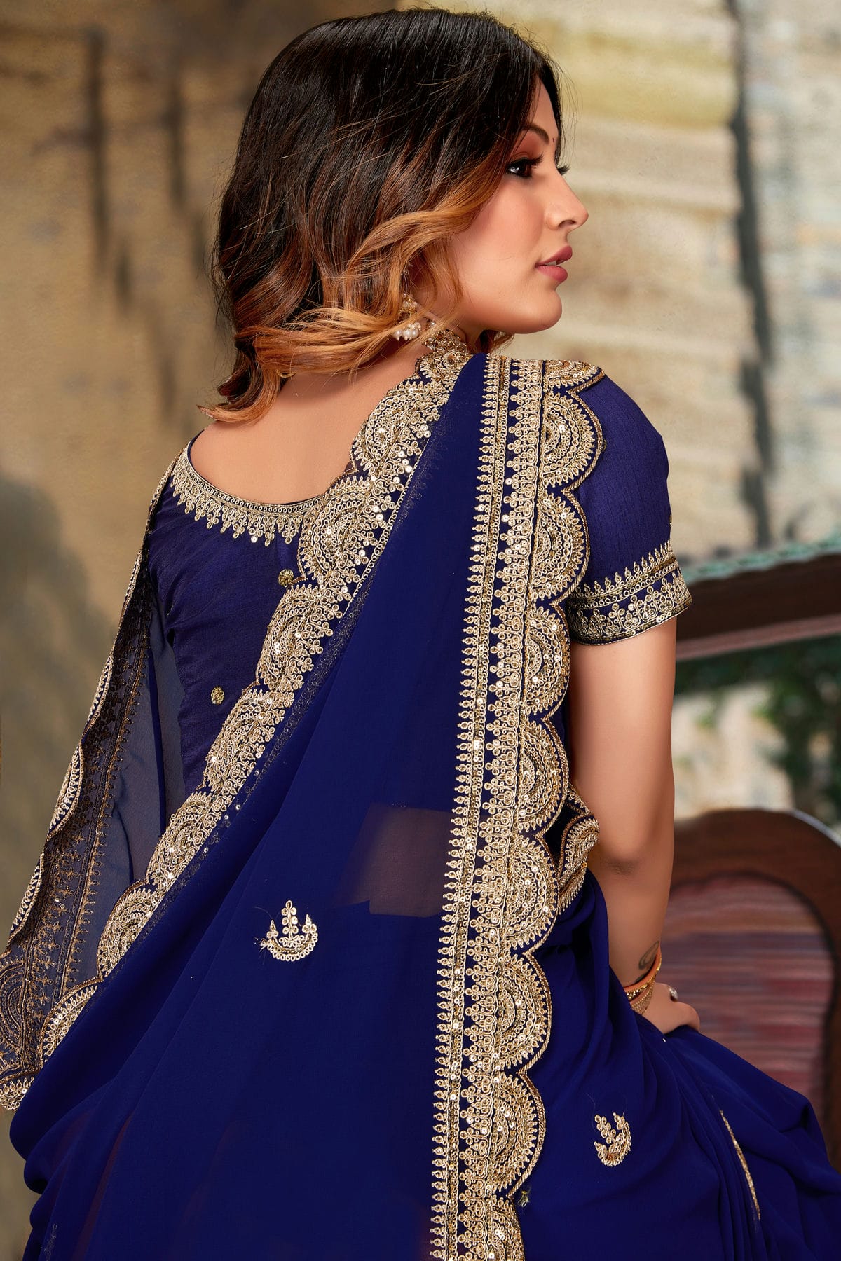 Blue Colour Georgette Designer Saree VSLC1121421