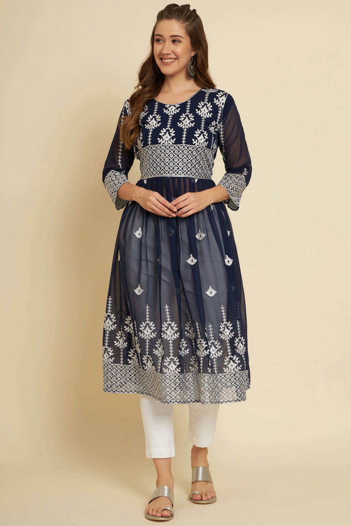 Blue Colour Georgette Kurti