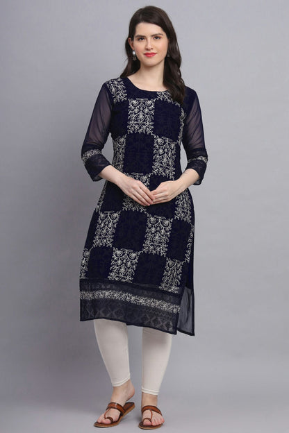 Blue Colour Georgette Kurti