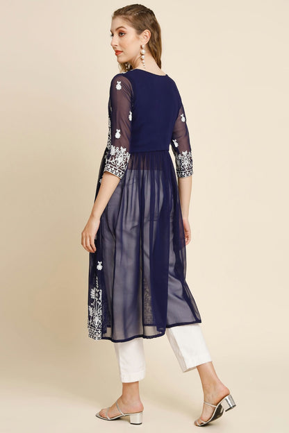 Blue Colour Georgette Kurti VSKR1111258