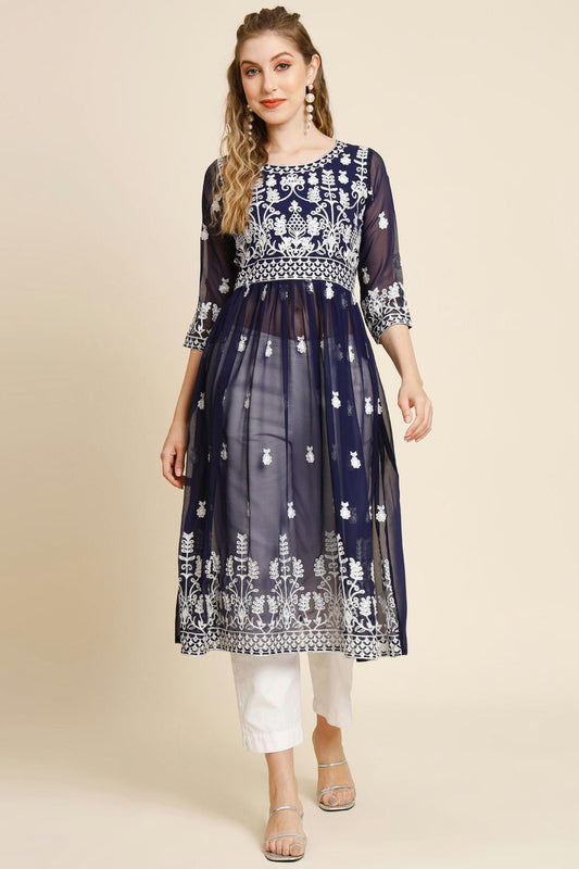 Blue Colour Georgette Kurti