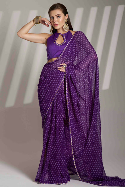 Blue Colour Georgette Printed Saree VSSD1112840