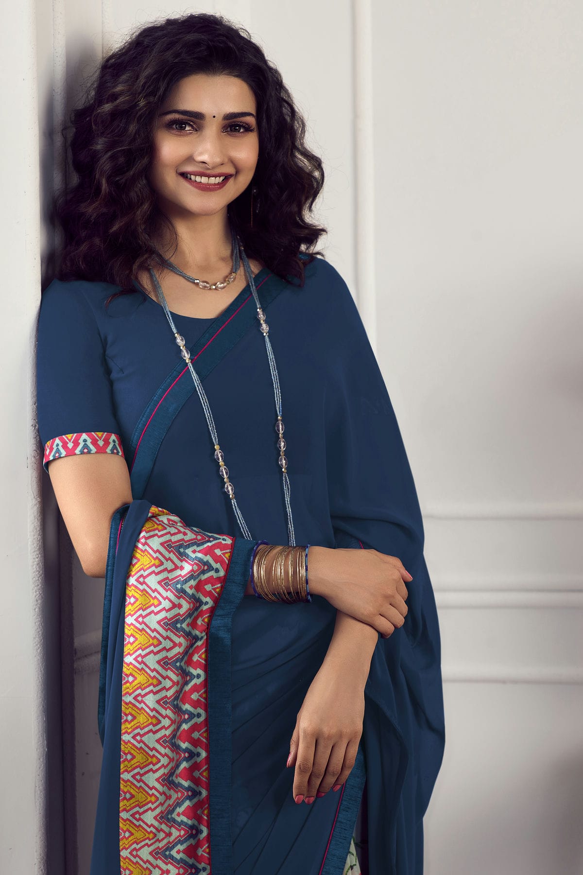 Blue Colour Georgette Printed Saree VSSD1180055