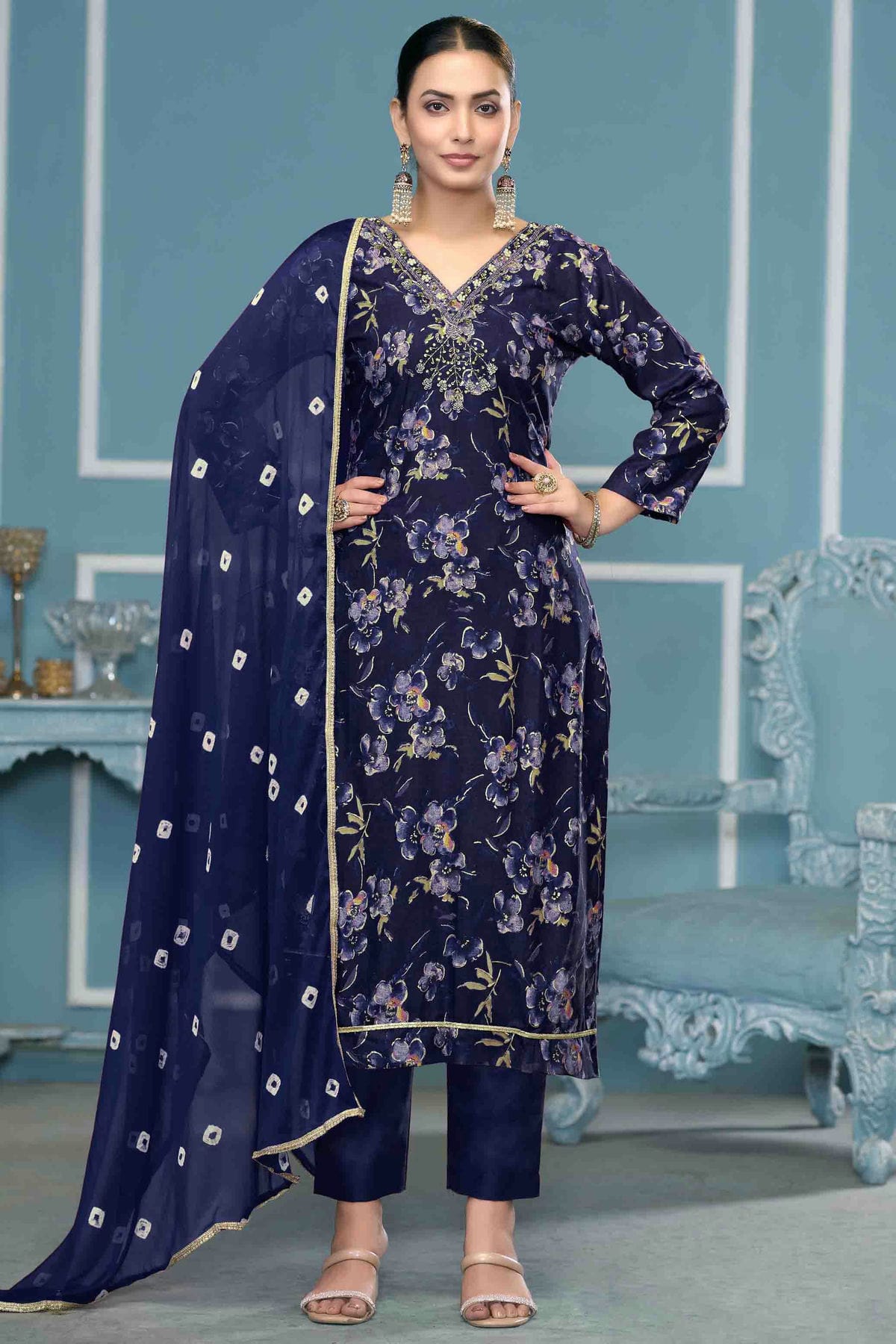 Blue Colour Jaam Cotton Pant Style Suit VSSM1113219
