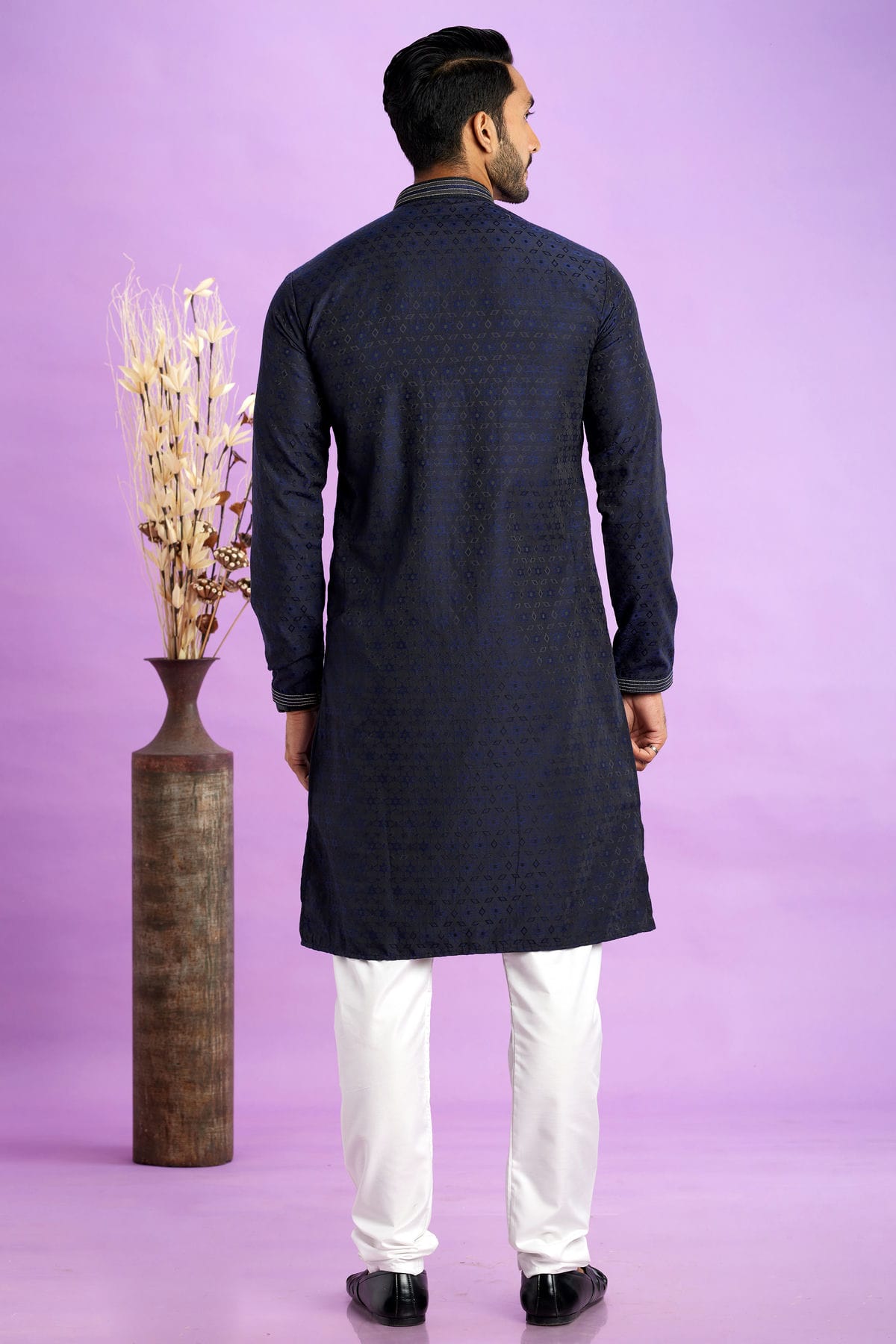 Blue Colour Jacquard Art Silk Pintex Work Kurta Pajama VSKP1230207