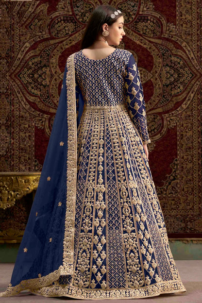 Blue Colour Net Semi Stitched Anarkali Suit VSSM1050700