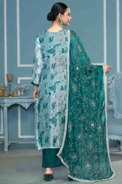 Blue Colour Organza Banarasi Pant Style Suit VSSM1113233