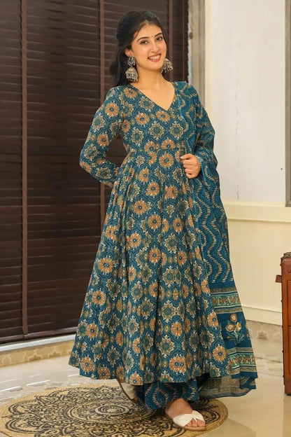 Blue-Colour-Printed-Muslin-Stitched-Suit-VSSS1112457