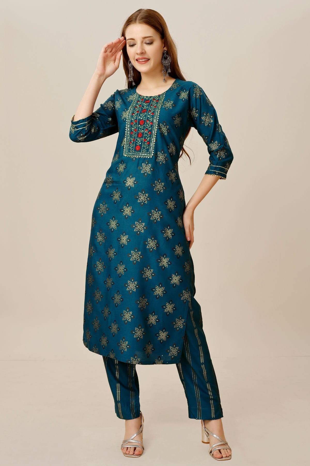 Blue Colour Rayon Kurta And Pant Set