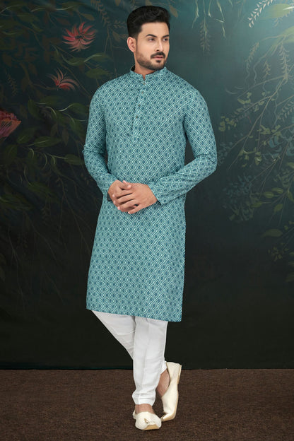 Blue Colour Rayon Kurta Pajama VSKP1040490