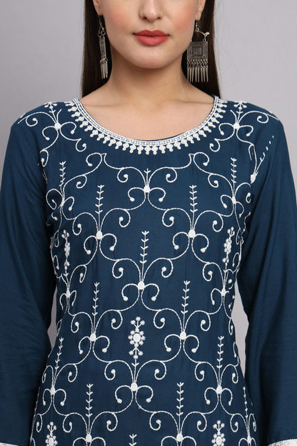 Blue Colour Rayon Kurti VSKR1111091