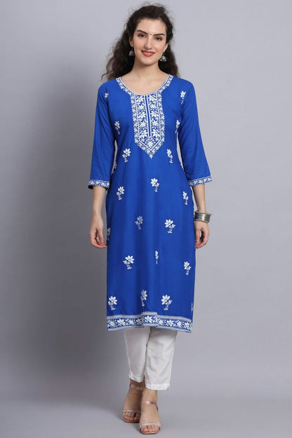 Blue Colour Rayon Kurti