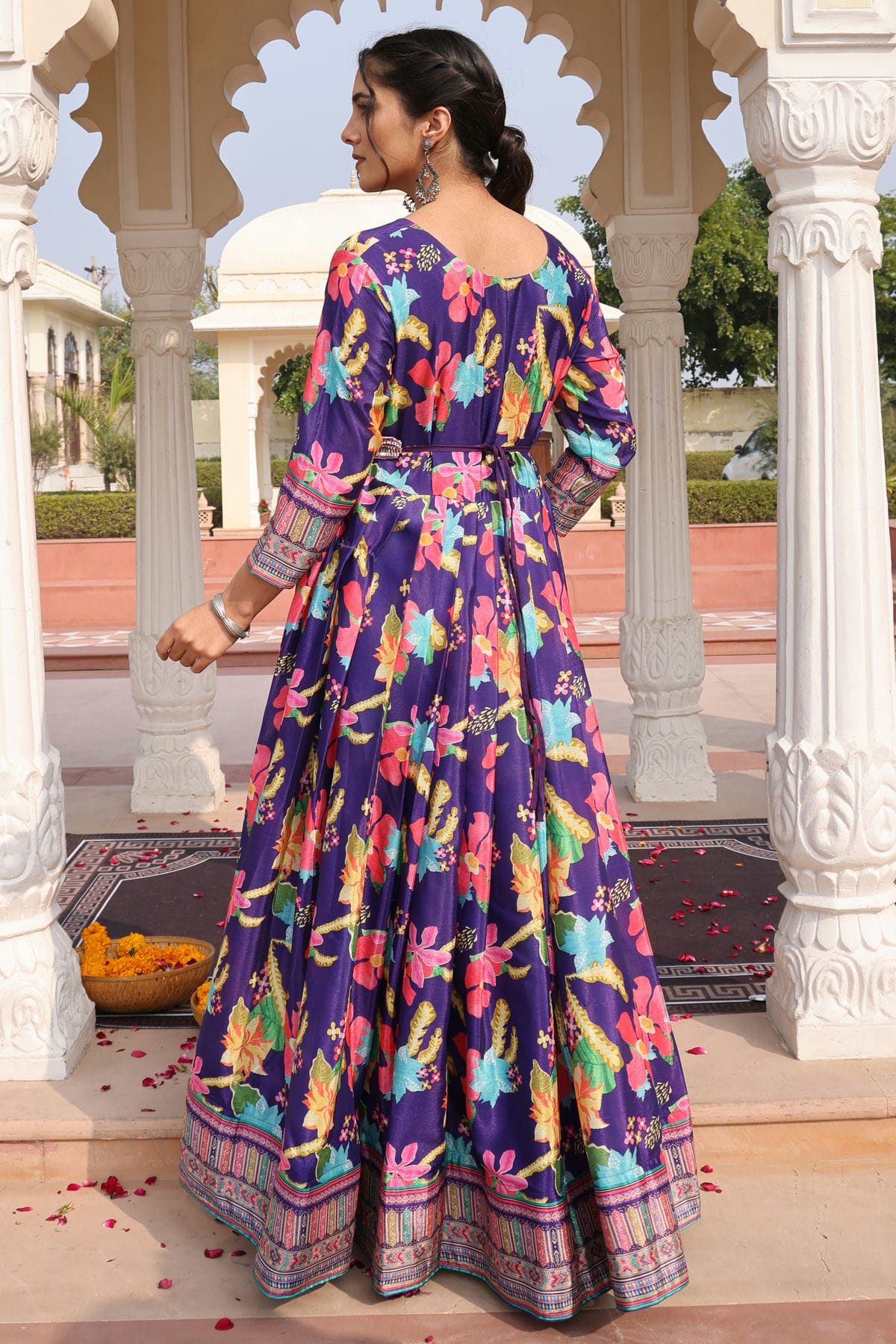 Blue Colour Semi Stitched Chinon Silk Anarkali Suit VSSM1170039