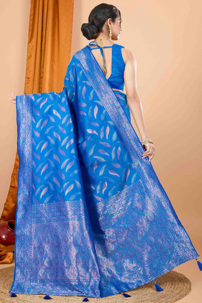 Blue Colour Soft Silk Woven Work Traditional Saree VSSD1113550