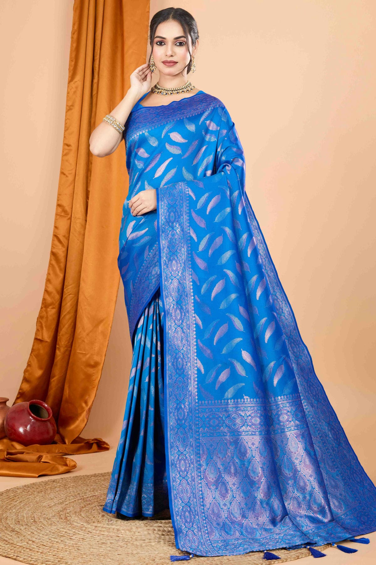 Blue Colour Soft Silk Woven Work Traditional Saree VSSD1113550
