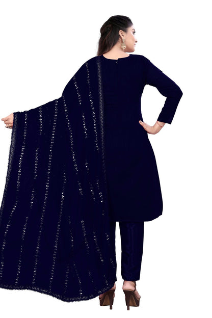 Blue Colour Unstitched Chanderi Cotton Straight Suit VSUS1160664