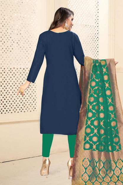 Blue Colour Unstitched Jaam Cotton Fabric Straight Suit VSUS1160910