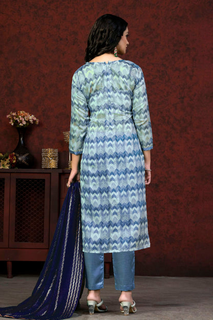 Blue Colour Unstitched Modal Cotton Pant Style Suit VSUS1161374