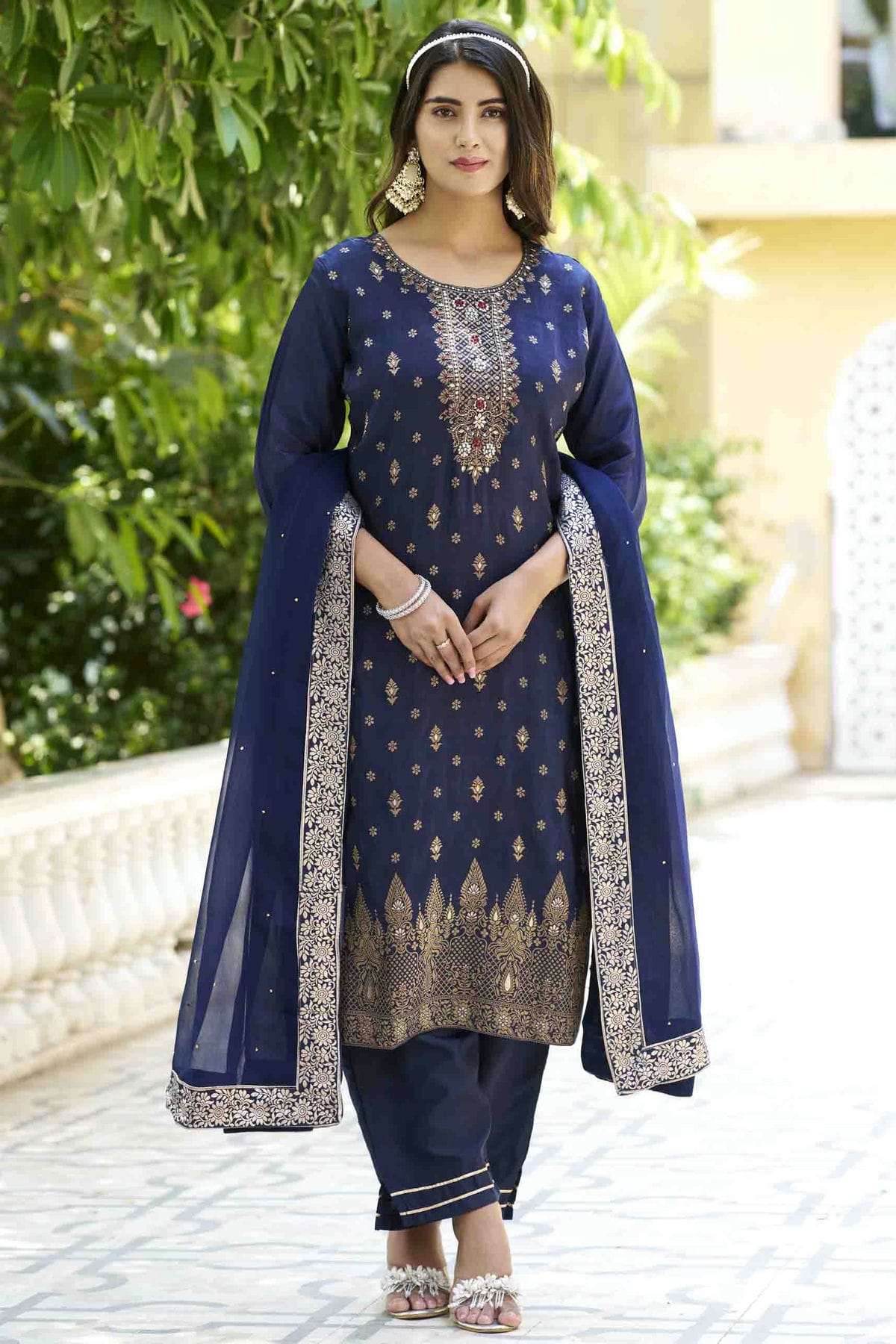 Blue Colour Viscose Rayon Woven Pant Style Suit VSSS1113622