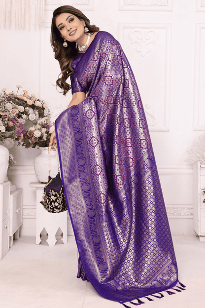 Blue Colour Woven Work Banarasi Silk Traditional Saree