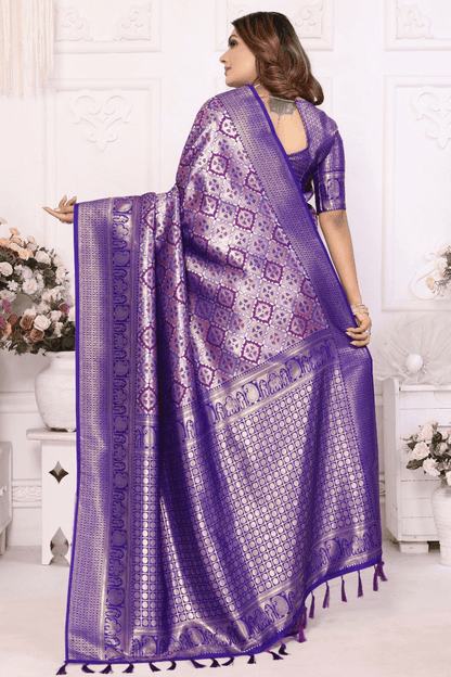 Blue Colour Woven Work Banarasi Silk Traditional Saree