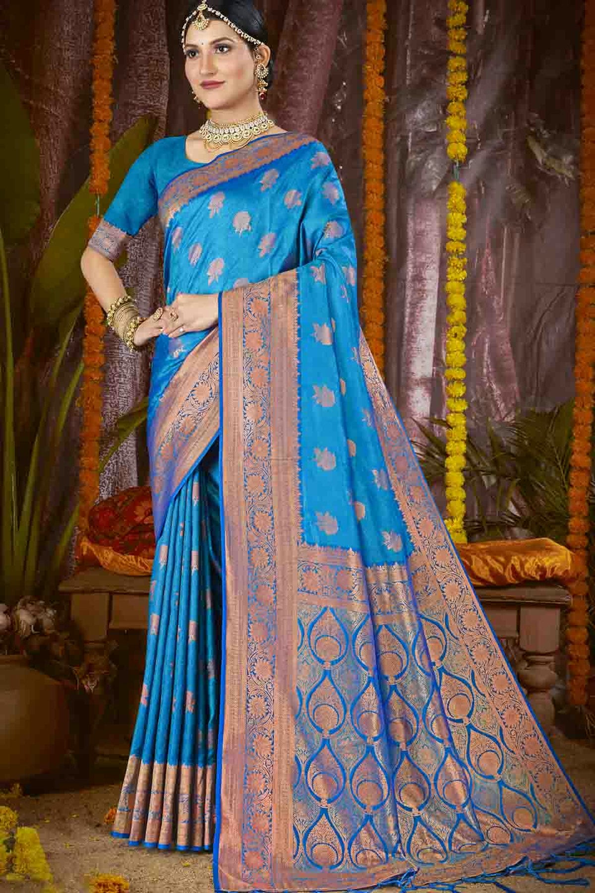 Blue Colour Woven Work Silk Traditional Saree VSSD1103422