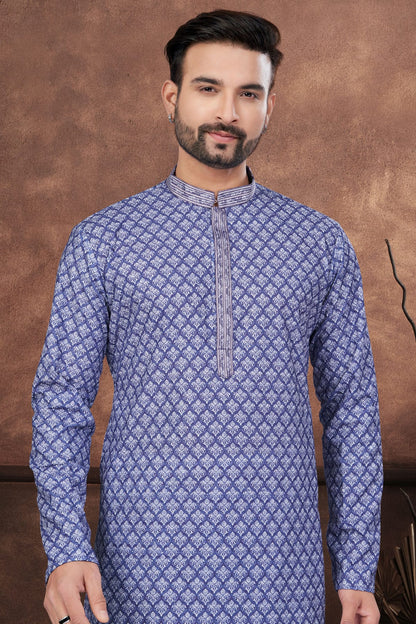 Blue Colour Soft Rayon Kurta Pajama VSKP1040674