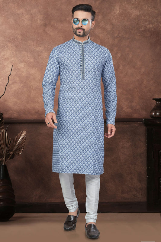 Blue Soft Rayon Kurta Pajama