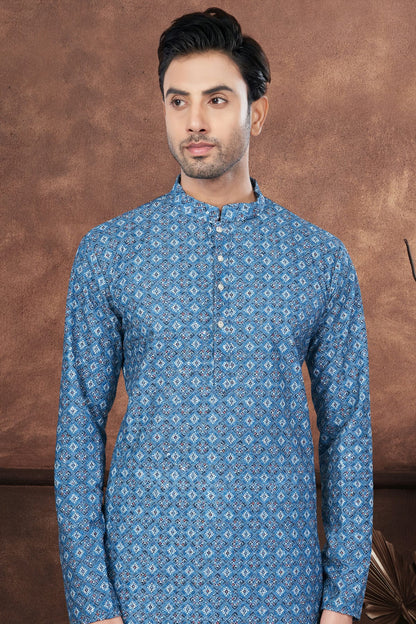 Blue Colour Soft Rayon Kurta Pajama VSKP1040683