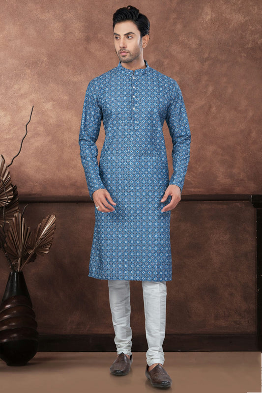 Blue Soft Rayon Kurta Pajama