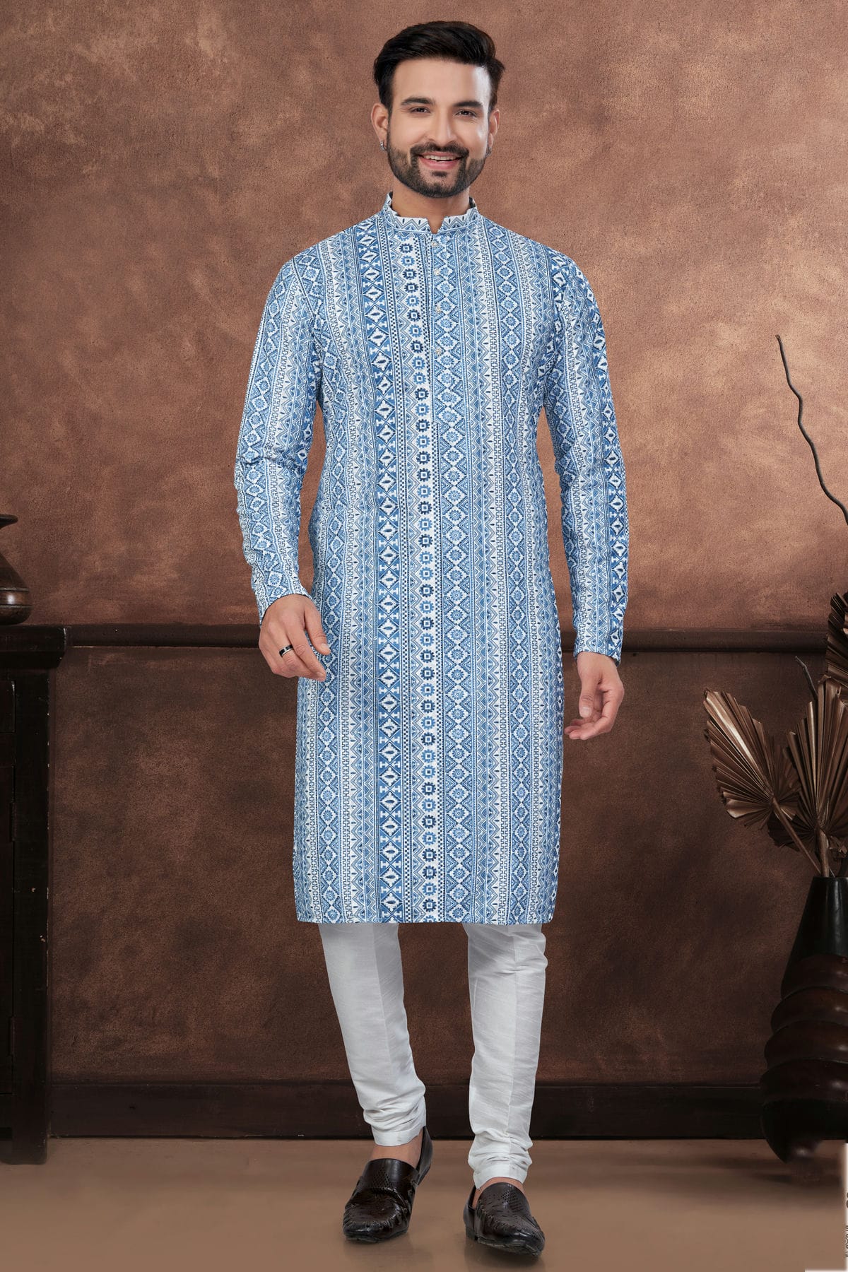 Blue Soft Rayon Kurta Pajama