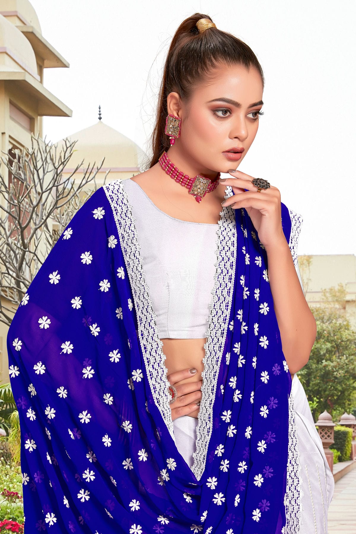 Blue Colour Georgette Saree