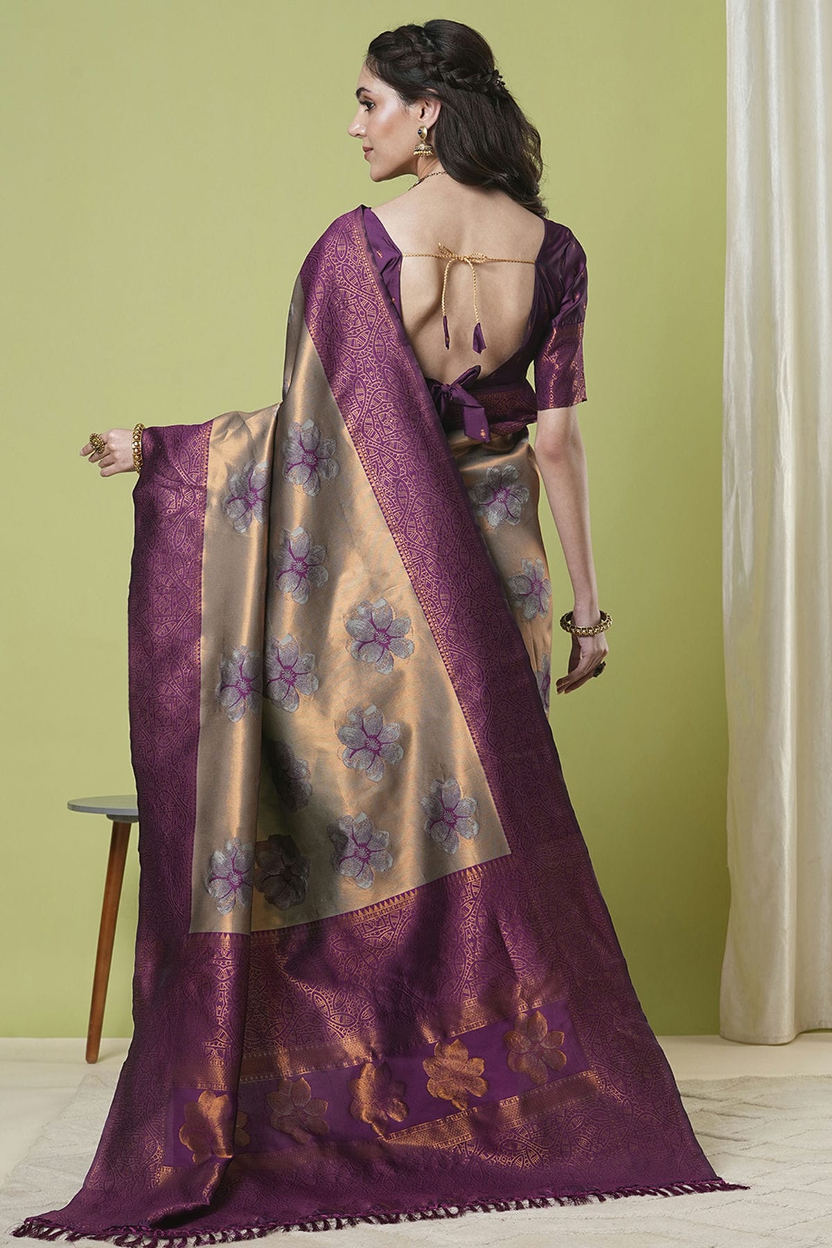 Brown Colour Banarasi Silk Traditional Saree